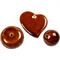 Ceramic Beads, size 24-36 mm, hole size 2-3 mm, 3 mixed, brown [HOB-63740]