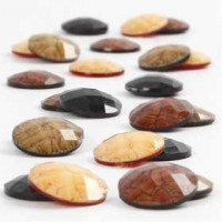 Cabochons, D: 14 mm, thickness 4 mm, 24 mixed, brown harmony [HOB-68017]