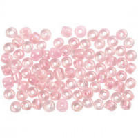 Rocaille Seed Beads, size 6/0, D: 4 mm, 25 g, rose center [HOB-682781]