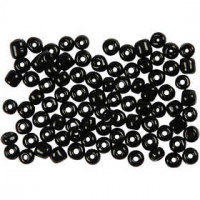 Rocaille Seed Beads, size 6/0, D: 4 mm, 500 g, black [HOB-682812]