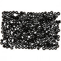 Rocaille Seed Beads, size 12/0, D: 2 mm, 25 g, black [HOB-682831]