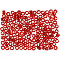 Rocaille Seed Beads, size 8/0, D: 3 mm, 500 g, metallic red [HOB-683332]
