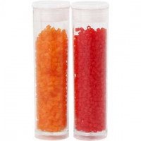 Rocaille Seed Beads, size 15/0, D: 1.7 mm, 2x7 g, transparent orange, transparent red [HOB-68792]