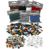 Macramé Bracelets with Cabochons, 40 pcs, 1 set [HOB-97431]