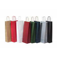 Carrier Bags for Bottles Brown 18x8x39cm + cardboard divider Kraft 110 g/m (50 pieces) [PAWF1839CD]