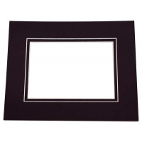  Double Mat. Jet Black/Jet Black Conservation 8.75 x 13.5cm Inner Cut 12.7 x 17.8cm (25 Pieces) [MD30036]