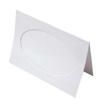 Cards White with 10.5x16.3 Oval cut - Outer size for 12.5x17.5 print 240g 14.3x21.6cm (25 pieces) [PJ40121]
