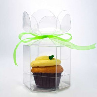 Plastic Gift Boxes for 1 Cupcake Flower Top 9.5x9.5x10.2cm (100 pieces) [CBS212]