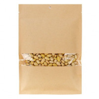 Kraft Bags Compostable 10.2x15.2cm with Window and Sealable (100 pieces) [KHS46W]