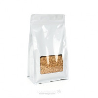 White Box Bottom Zipper Pouches w/Window 12.7 x 7.6 x 20.3cm (100 Pieces) [SQMS7W]