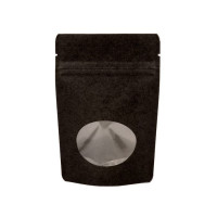 Stand Up Pouches Kraft Black with oval Window 13x8x20.5cm | 113 grams (100 pieces) [ZBGO3BK]