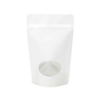 Stand Up Pouches Kraft White with oval Window 13x8x20.5cm (100 pieces) [ZBGO3WK]