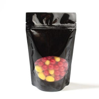Stand Up Pouches Black with oval Window 13x7x20.5cm | 113 grams (100 pieces) [ZBGO3B]
