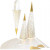 Cones, H: 18+28 cm, 120 g, 3 pcs, white, gold [HOB-24366]