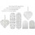 Woven hearts, size 12.5x11.5 cm, 120 g, 8 sets, white, silver [HOB-25348]