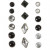 Deco Rivets, size 8-18 mm, 16 pcs, black [HOB-28347]