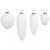 Hanging Ornaments, H: 3.5+5+6.6+8.5 cm, D: 2.5+3+4.5 cm, 4 pcs, white [HOB-50492]