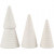 Christmas Trees, H: 10+12+15 cm, D: 5+6+7 cm, 3 pcs, white [HOB-50493]