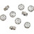 Rhinestone Rondelles, D: 8 mm, hole size 2 mm, 5 pcs, silver-plated [HOB-601870]