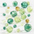 Faceted Bead Mix, size 4-12 mm, hole size 1-2.5 mm, 45 g, green harmony [HOB-618811]
