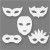 Masquerade Masks, H: 8.5-19 cm, W: 15-20.5 cm, 16 pcs, white [HOB-95216]