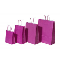 Paper Carrier Bags Pink 32+12x41cm Kraft 100 grams (50 pieces) [PAM3241P]