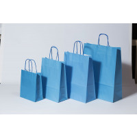 Paper Carrier Bags Blue 26+12x35cm Kraft 90 grams (50 pieces) [PAM2635BL]