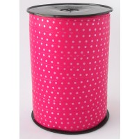 Curling Ribbon with Dots Fuchsia 10 mm x 225 mtr (1 roll) [HV-PLS10F]