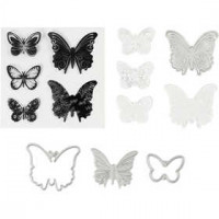 Clear stamps, embossing and cutting dies, size 3.5-5.5 cm, 1 pack [HOB-117480]