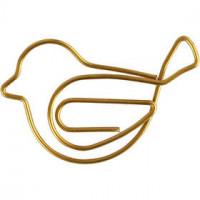 Metal Paperclips, size 32x40 mm, 6 pcs, gold [HOB-14214]