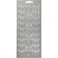 Stickers, sheet 10x23 cm, 1 sheet, silver [HOB-170013]