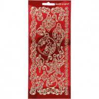 Stickers, sheet 10x23 cm, 1 sheet, gold, transparent red [HOB-170090]