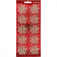 Stickers, sheet 10x23 cm, 1 sheet, gold, transparent red [HOB-170144]