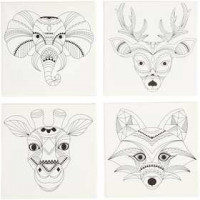 Stretched Canvas With Print, size 20x20 cm, depth 1.5 cm, 4 pcs, white [HOB-22777]