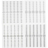 Stick-On Rhinestones, L: 15 cm, W: 1-2 cm, 48 pcs, silver [HOB-28173]