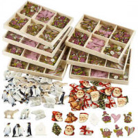 Wooden Stickers, H: 40-50 mm, W: 15-45 mm, 600 pcs [HOB-28278]