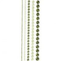 Half Pearls, size 2-8 mm, 140 pcs, green [HOB-28318]