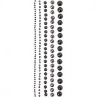 Half Pearls, size 2-8 mm, 140 pcs, anthracite grey, black [HOB-28348]