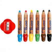 Colouring Pencils, lead: 6 mm, D: 13 mm, 6 pcs, asstd colours [HOB-37294]