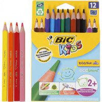 Evolution Triangular Colouring Pencils, L: 14 cm, lead: 5 mm, 12 pcs, asstd colours [HOB-37597]