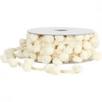 Pompom ribbon, W: 10 mm, 5 m, off-white [HOB-41057]