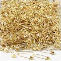Safety Pins, L: 22 mm, thickness 0.6 mm, 500 pcs, gold [HOB-41133]
