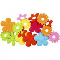 Felt Flowers, largest size 35x45 mm, thickness 1.2 mm, 16 pcs [HOB-450731]