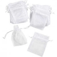Organza Bags, size 7x10 cm, 100 pcs, white [HOB-47425]