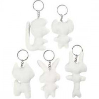 Fabric Figures with key rings, H: 6-10 cm, 5 pcs [HOB-49503]