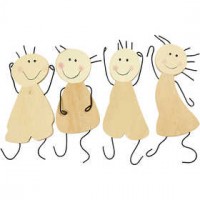 Happy figures, H: 12.5 cm, 4 pcs, plywood [HOB-500111]