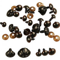 Teddy Bear Eyes & Noses, D: 10+12.5+15 mm, size 15+25 mm, 12 mixed [HOB-500980]