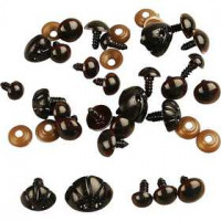 Teddy Bear Eyes & Noses, D: 10-15 mm, size 15-25 mm, 130 mixed [HOB-50098]