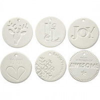 Hanging Ornaments, size 7x7 cm, thickness 0.6 cm, 6 pcs, white [HOB-504940]