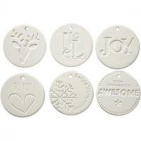 Hanging Ornaments, size 7x7 cm, thickness 0.6 cm, 24 pcs, white [HOB-50494]